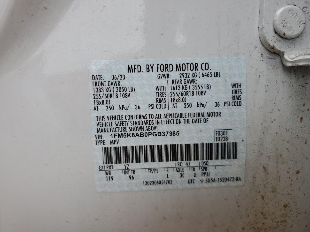 1FM5K8AB0PGB37385 FORD EXPLORER 2023
