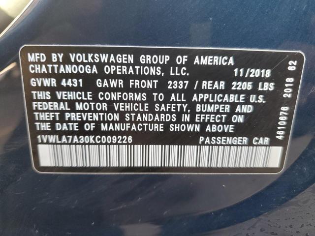 Lot #2469219819 2019 VOLKSWAGEN PASSAT WOL salvage car