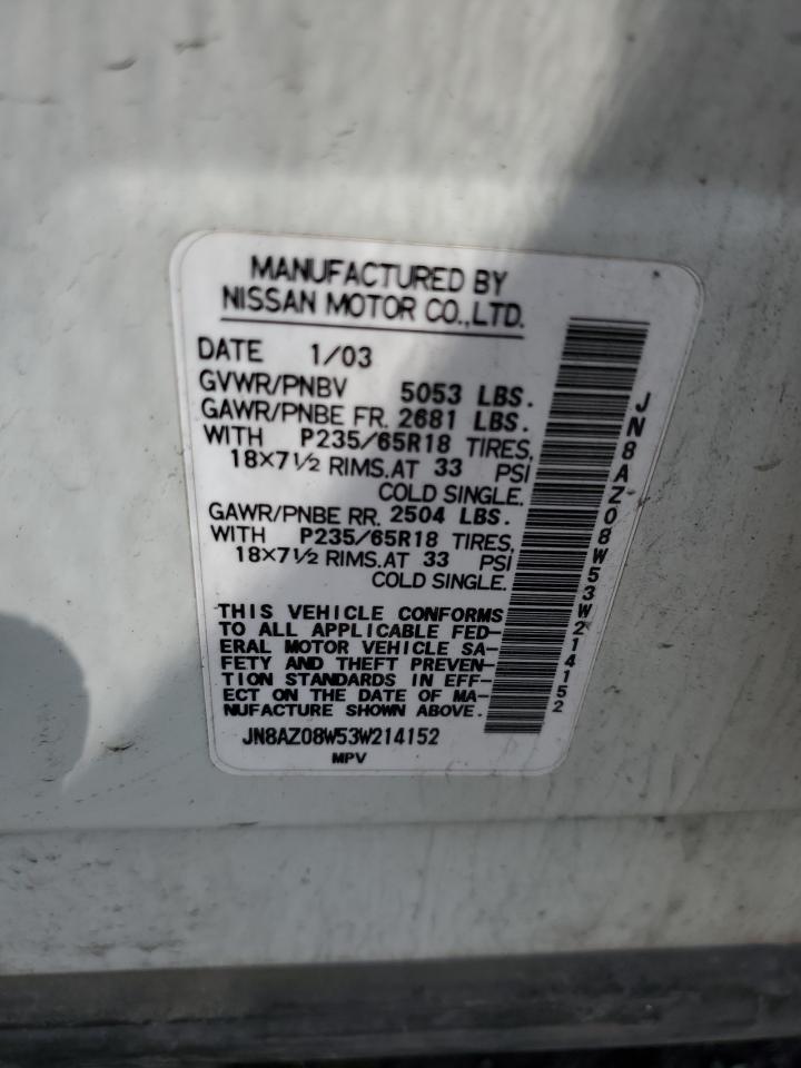 JN8AZ08W53W214152 2003 Nissan Murano Sl