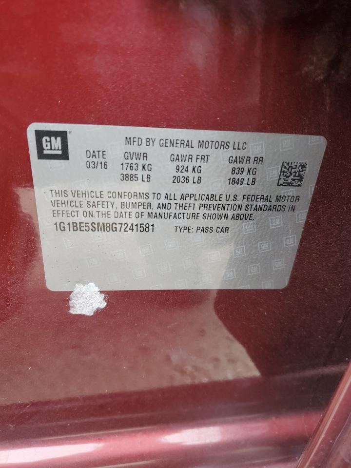 1G1BE5SM8G7241581 CHEVROLET CRUZE 2016