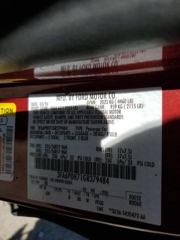3FA6P0H71GR379484 FORD FUSION 2016