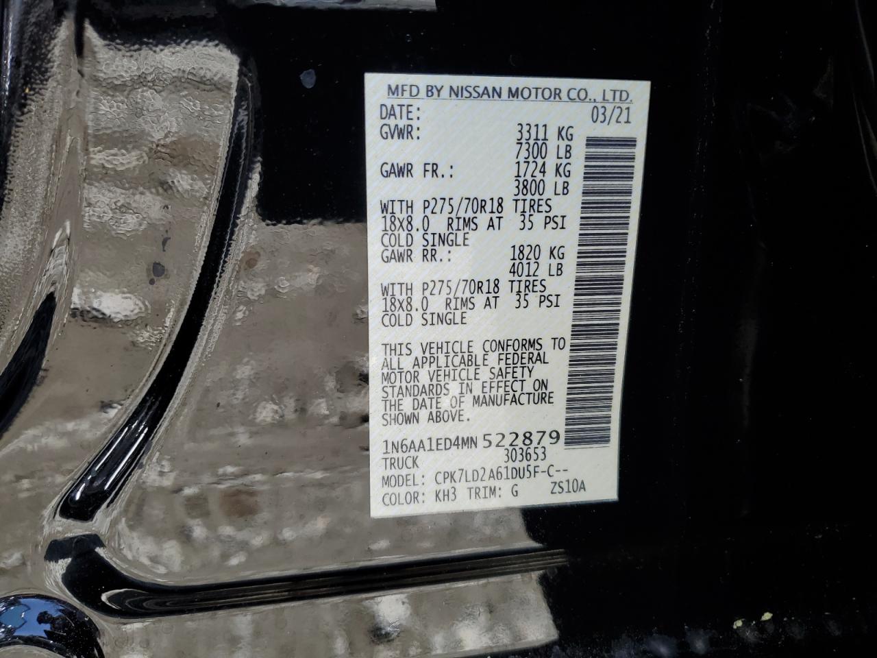1N6AA1ED4MN522879 NISSAN TITAN 2021
