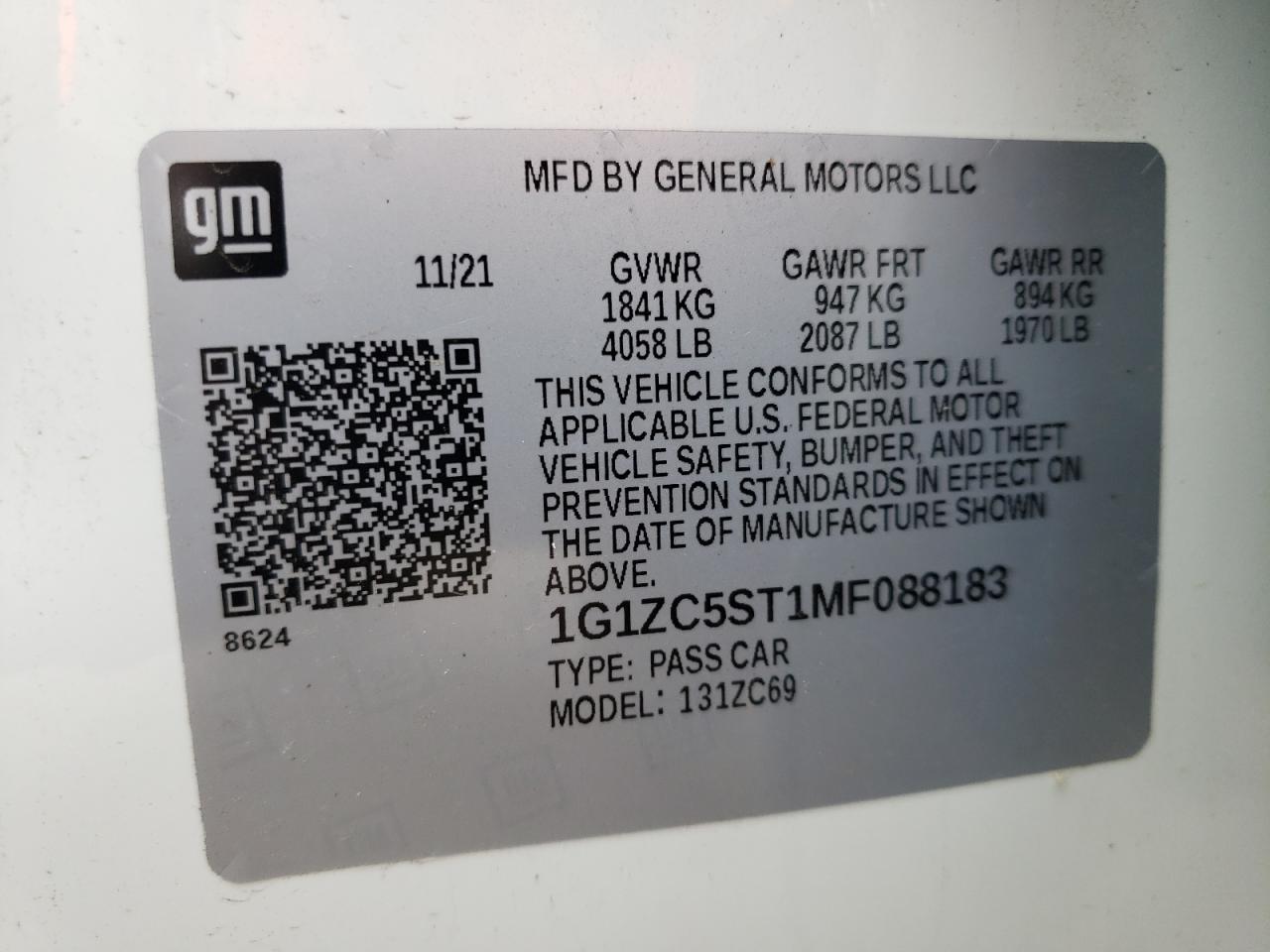 1G1ZC5ST1MF088183 CHEVROLET MALIBU 2021