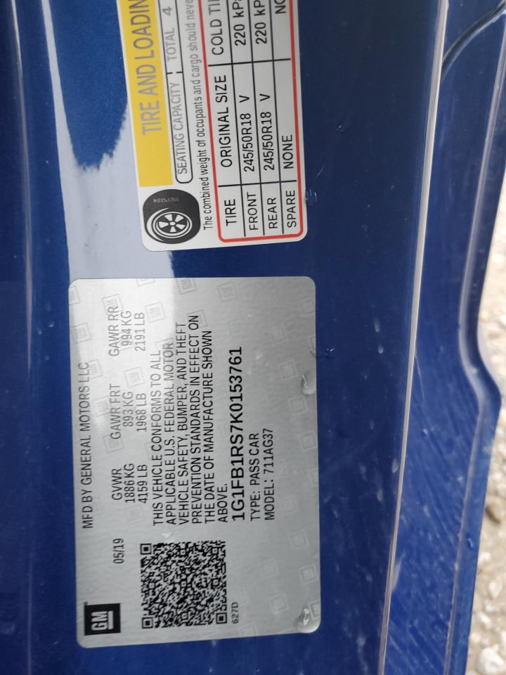 1G1FB1RS7K0153761 CHEVROLET CAMARO 2019