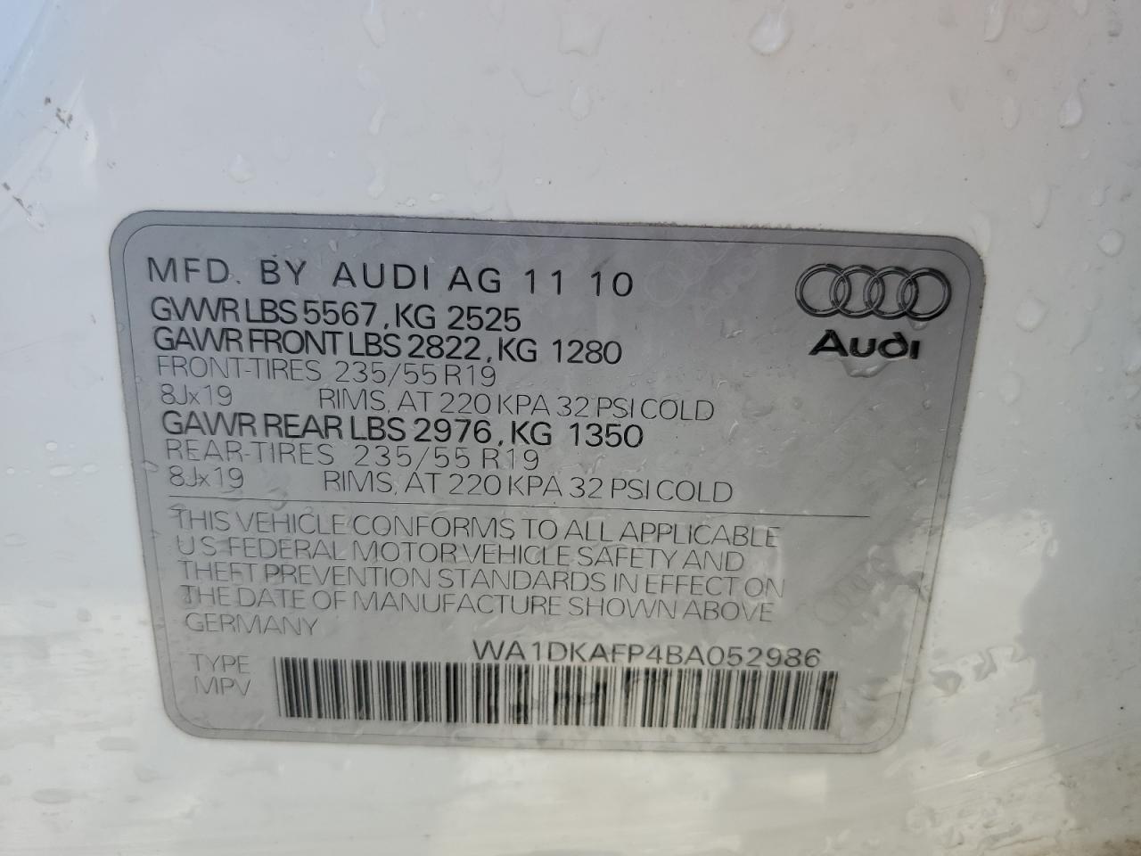 WA1DKAFP4BA052986 2011 Audi Q5 Premium Plus