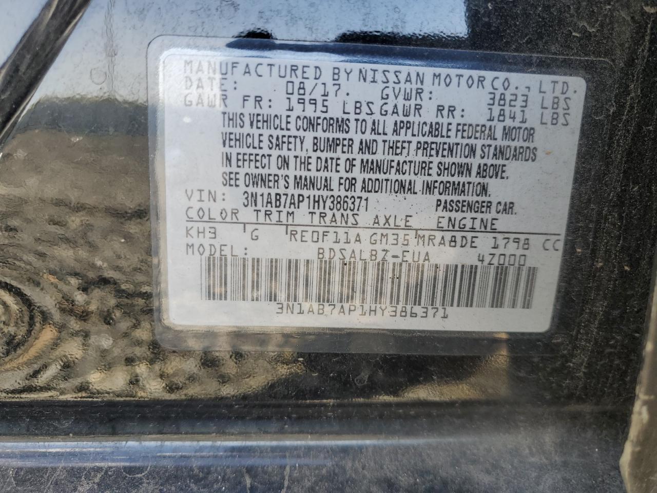 3N1AB7AP1HY386371 NISSAN SENTRA 2017