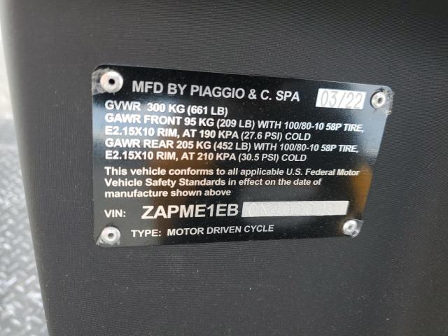 2022 PIAGGIO 1 ACTIVE ZAPME1EB0N4000291
