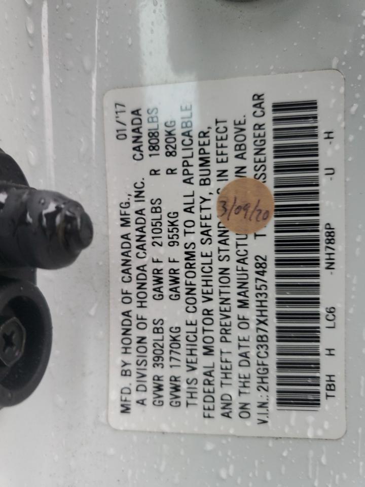 2HGFC3B7XHH357482 HONDA CIVIC 2017