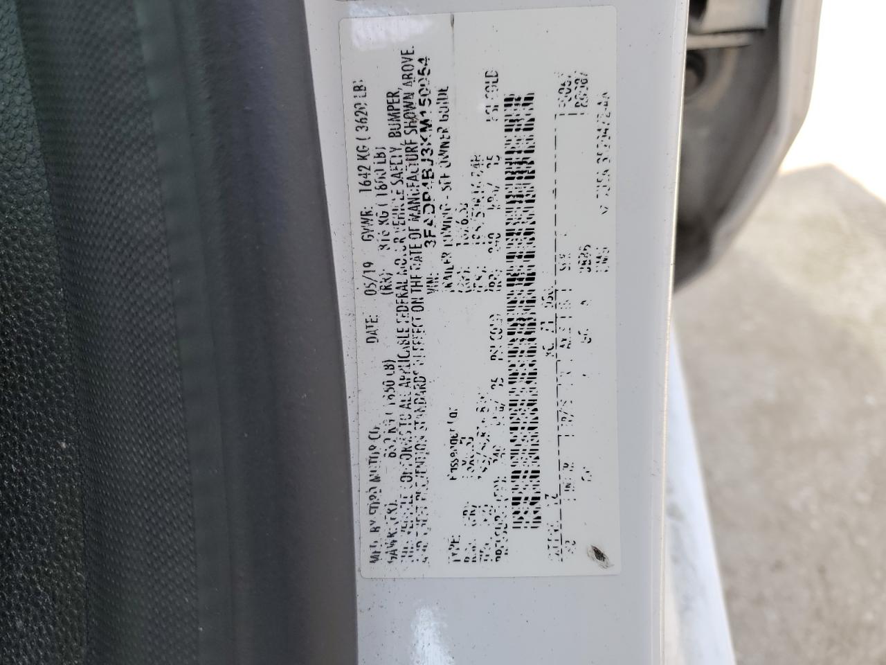 3FADP4BJ3KM150054 FORD FIESTA 2019