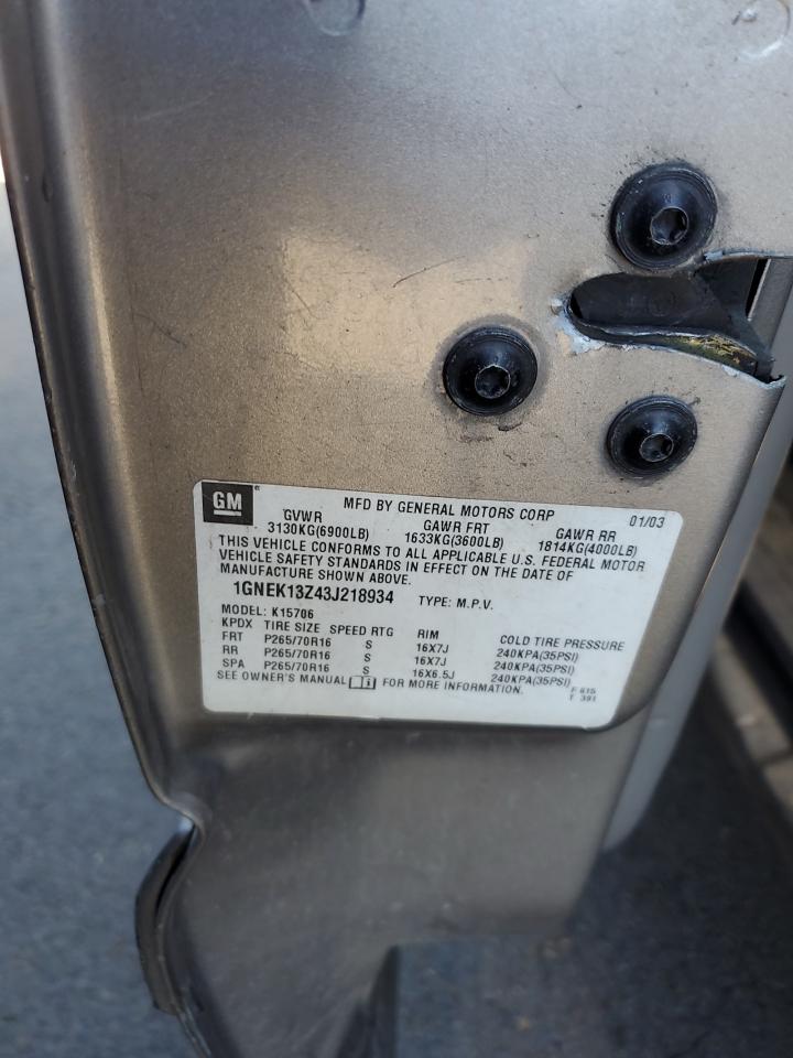 1GNEK13ZX3R103871 2003 Chevrolet Tahoe K1500