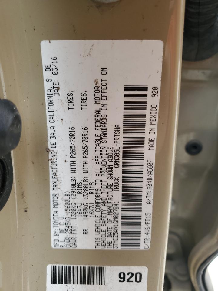 3TMCZ5AN1GM027841 TOYOTA TACOMA 2016