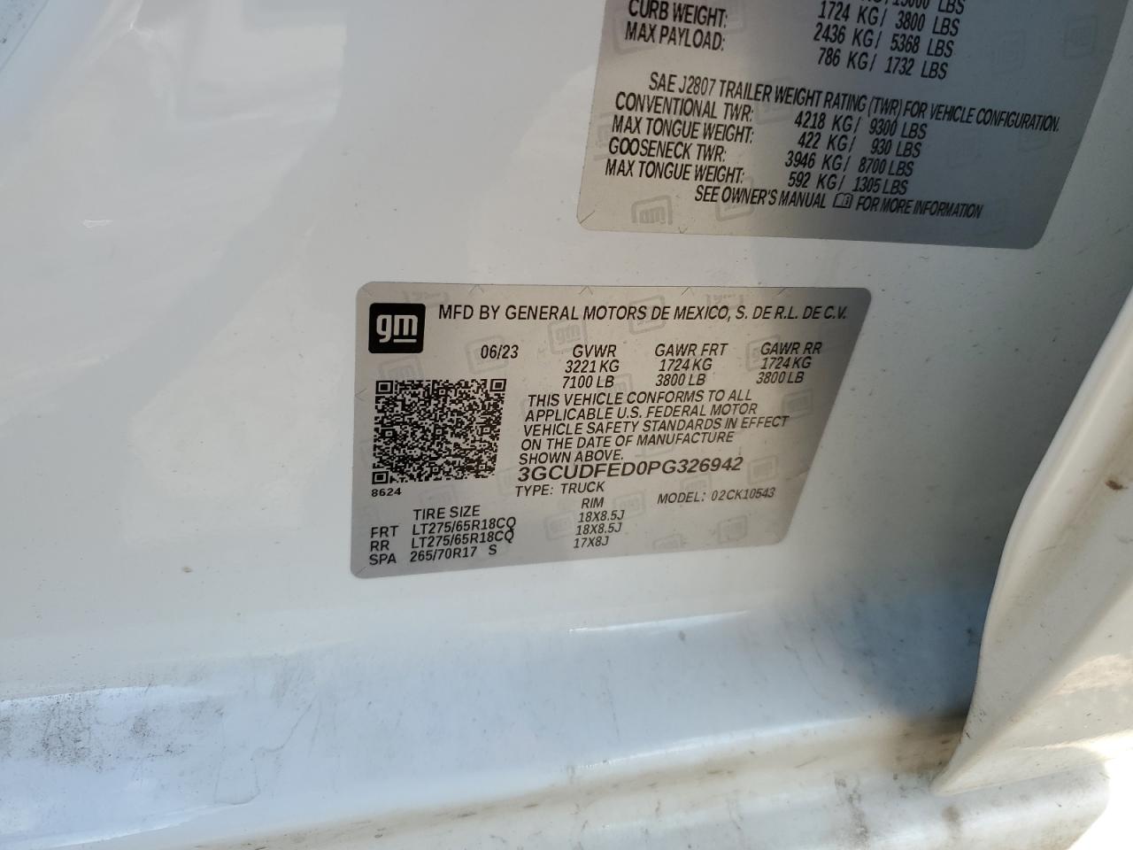 3GCUDFED0PG326942 CHEVROLET ALL Models 2023