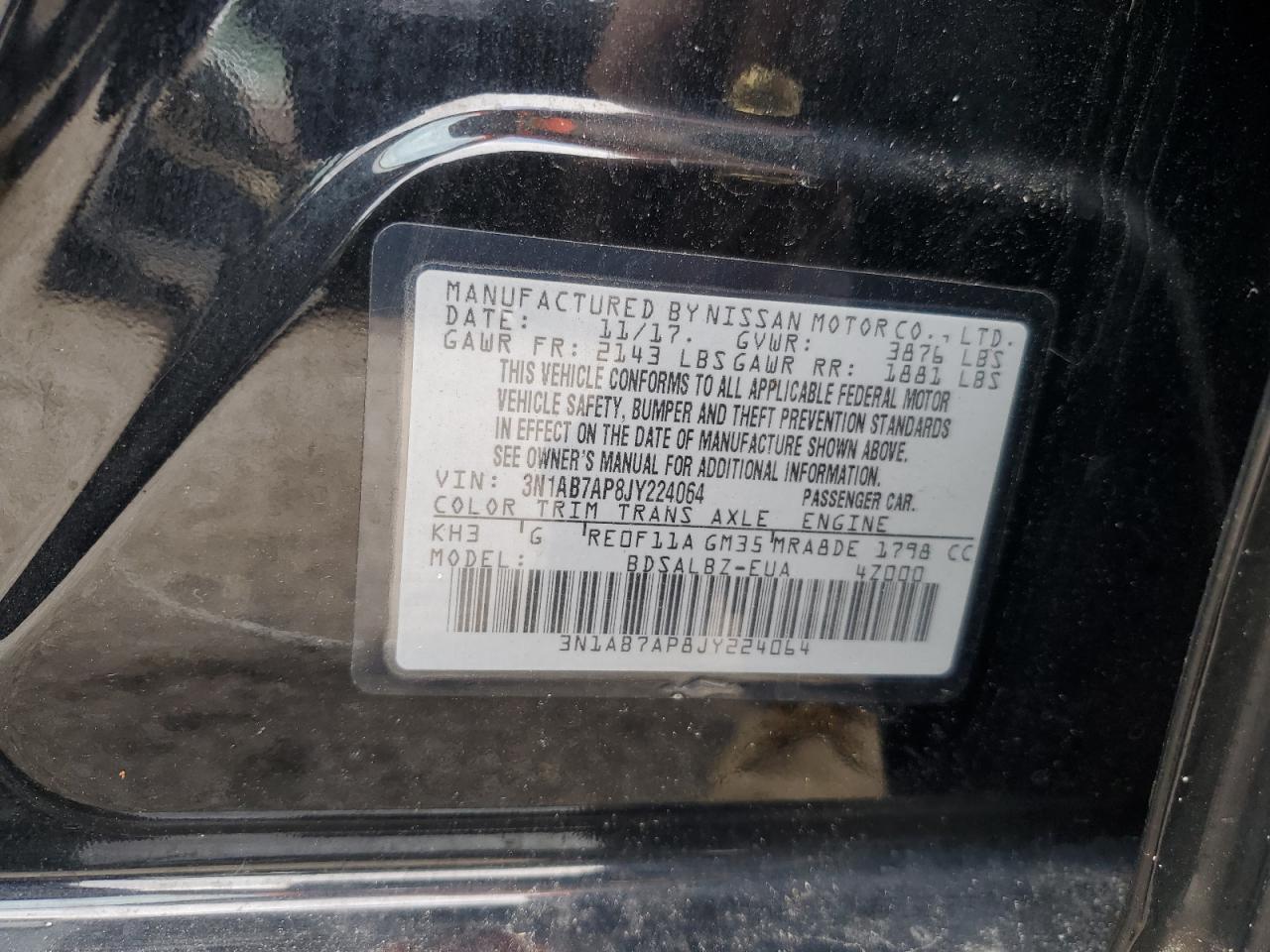 3N1AB7AP8JY224064 NISSAN SENTRA 2018
