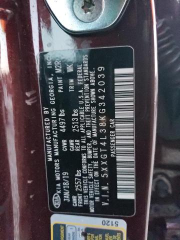 5XXGT4L38KG342039 KIA OPTIMA 2019