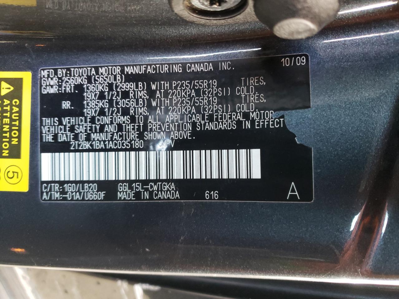 2T2BK1BA1AC035180 2010 Lexus Rx 350