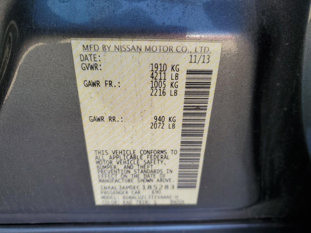 1N4AL3AP0EC185283 2014 Nissan Altima 2.5