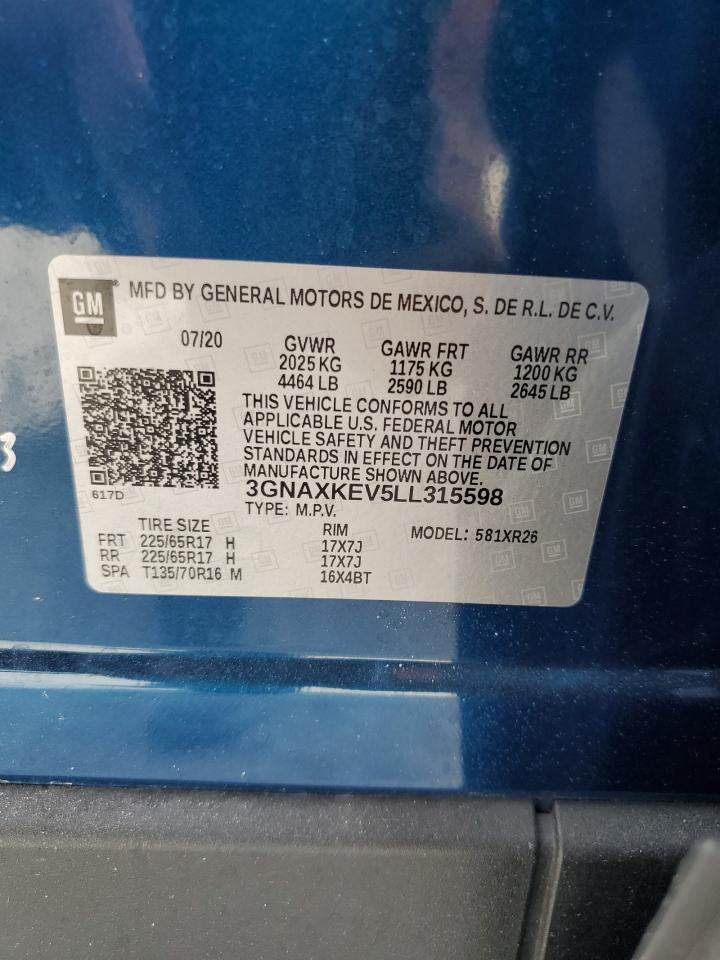 3GNAXKEV5LL315598 CHEVROLET EQUINOX 2020
