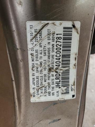 2004 Honda Cr-V Lx VIN: JHLRD68404C002781 Lot: 45841924