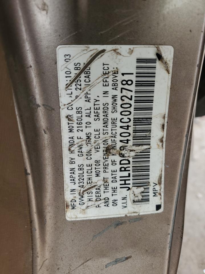 JHLRD68404C002781 2004 Honda Cr-V Lx