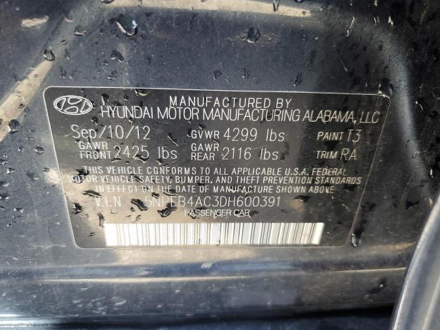2013 Hyundai Sonata Gls VIN: 5NPEB4AC3DH600391 Lot: 45724804
