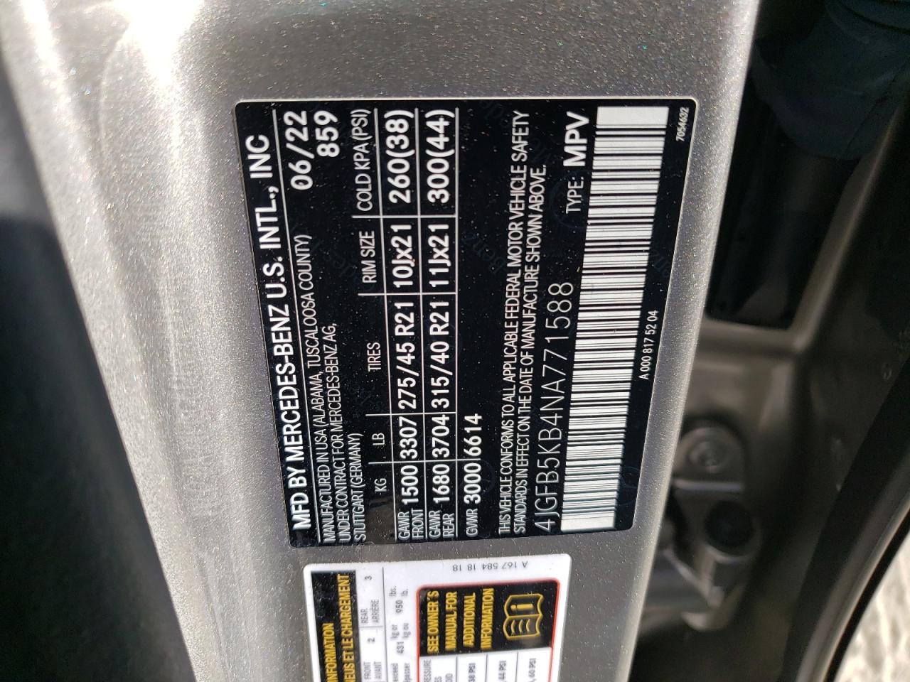 4JGFB5KB4NA771588 MERCEDES-BENZ GLE-CLASS 2022