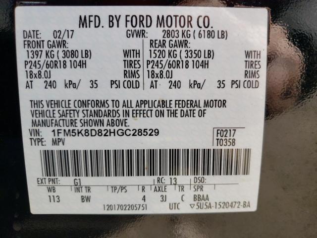 1FM5K8D82HGC28529 2017 Ford Explorer Xlt