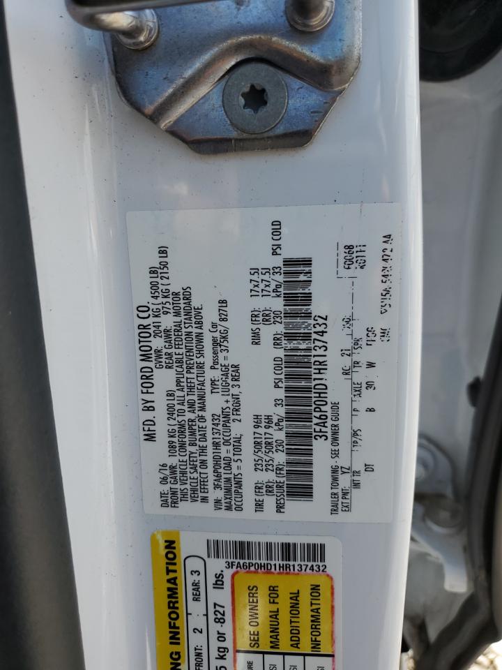 3FA6P0HD1HR137432 FORD FUSION 2017