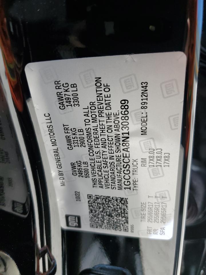 1GCGSCEA8N1308689 CHEVROLET COLORADO 2022