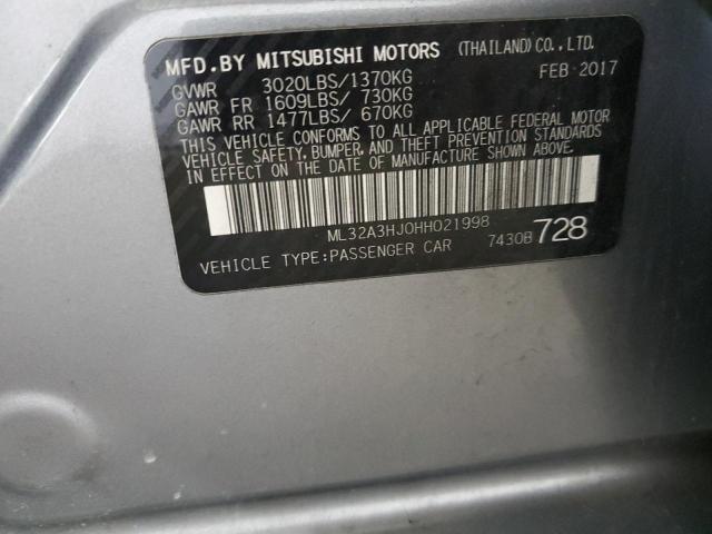 2017 Mitsubishi Mirage Es VIN: ML32A3HJ0HH021998 Lot: 45346294