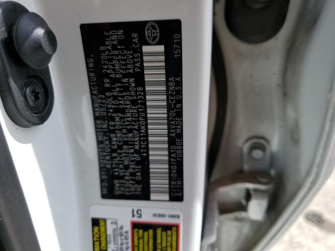 4T1C11AK0PU171328 TOYOTA CAMRY 2023