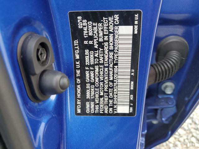 2018 Honda Civic Type-R Touring VIN: SHHFK8G76JU201604 Lot: 48120984