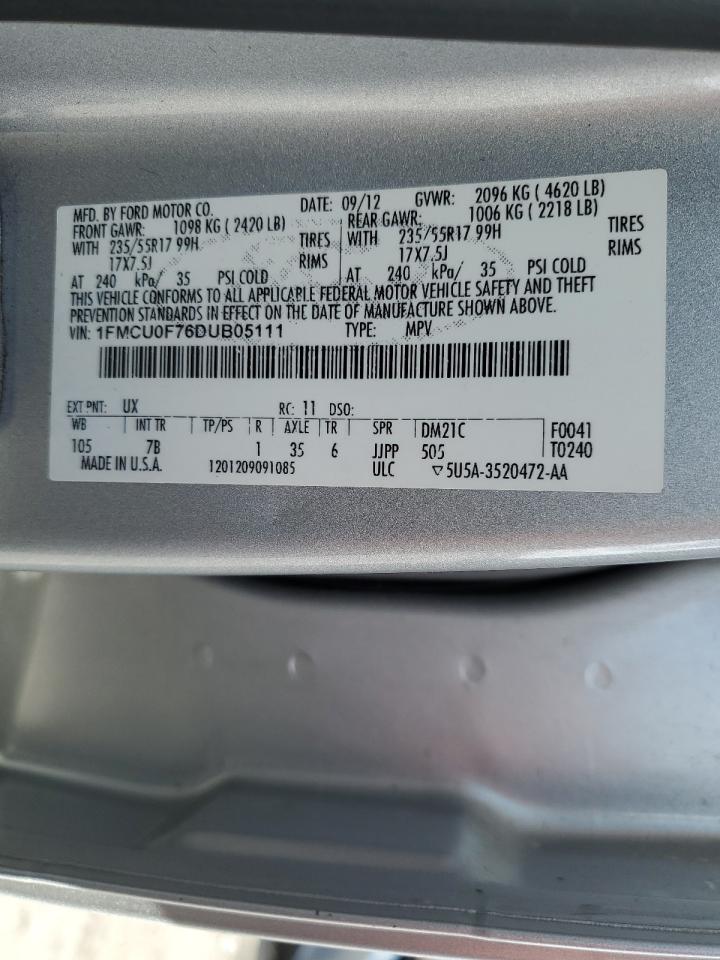 1FMCU0F76DUB05111 2013 Ford Escape S