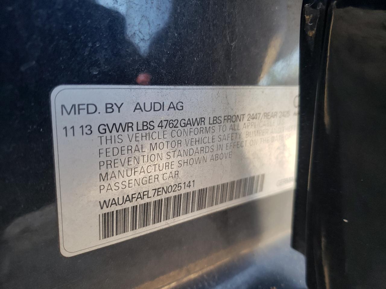 WAUAFAFL7EN025141 2014 Audi A4 Premium