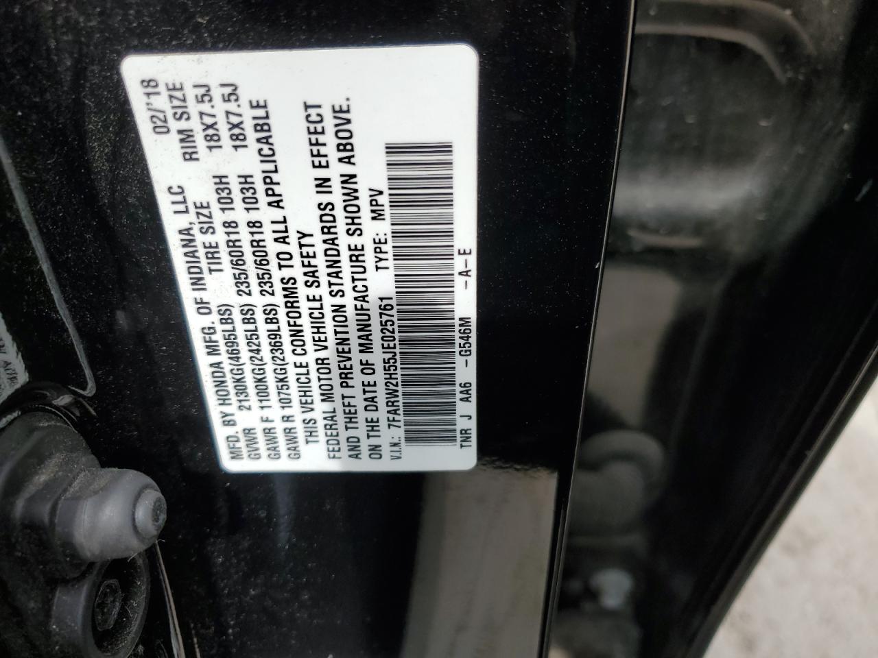 7FARW2H55JE025761 HONDA CRV 2018