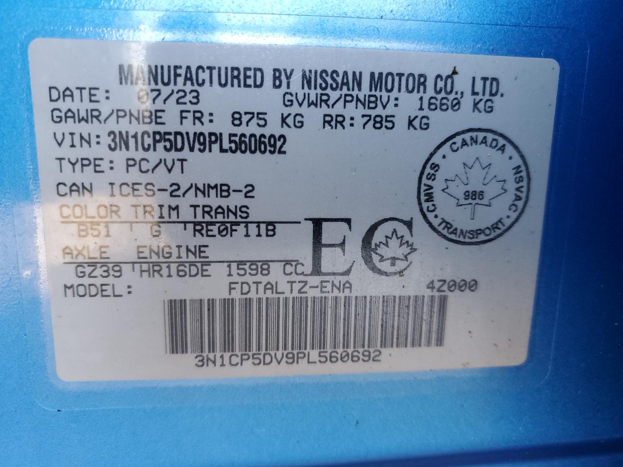 3N1CP5DV9PL560692 NISSAN KICKS 2023