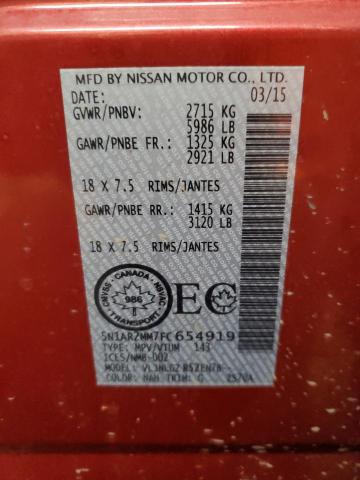 2015 NISSAN PATHFINDER 5N1AR2MM7FC654919