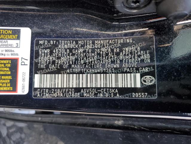 4T1BF1FK8HU451361 TOYOTA CAMRY 2017