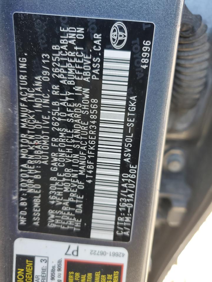 4T4BF1FK6ER348568 2014 Toyota Camry L