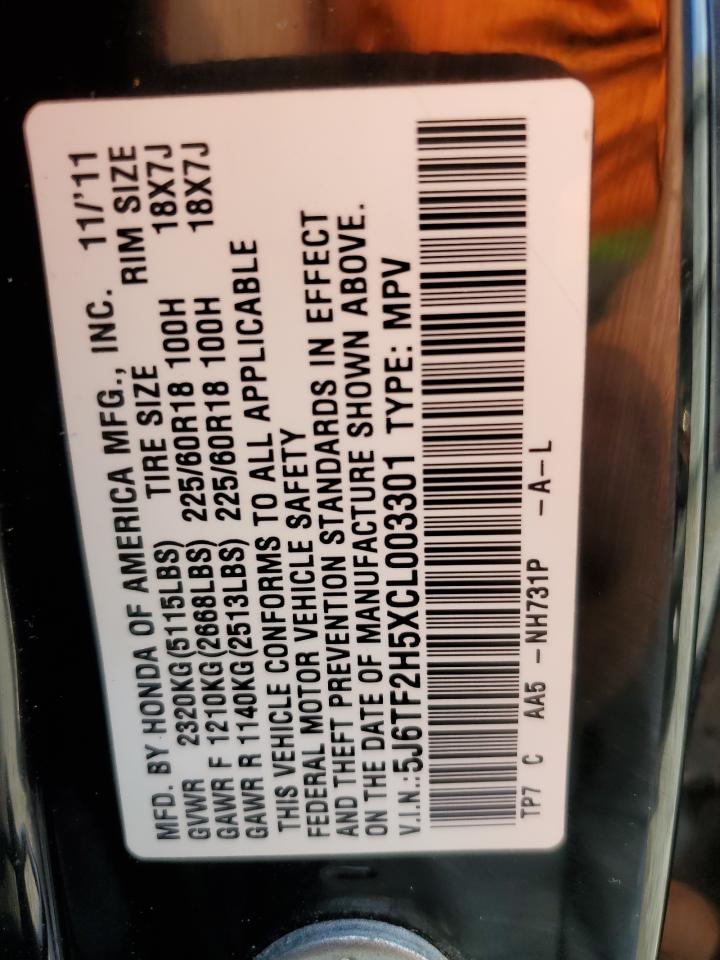 5J6TF2H5XCL003301 2012 Honda Crosstour Exl