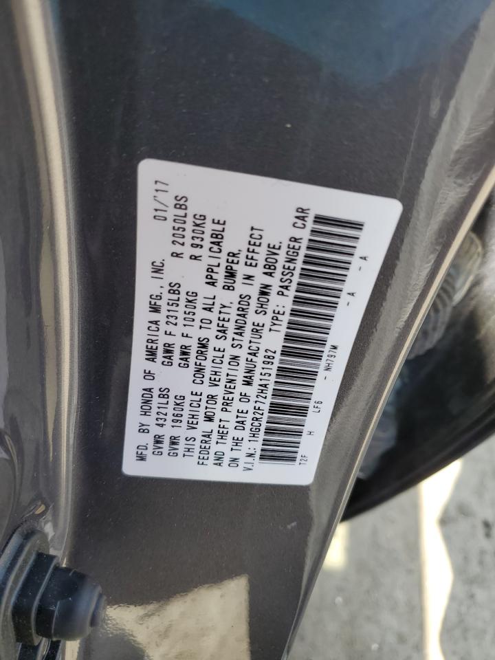 1HGCR2F72HA151982 HONDA ACCORD 2017