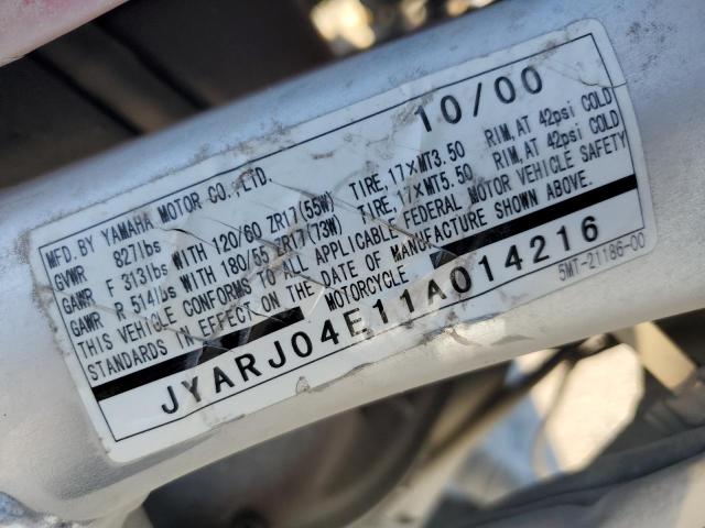 2001 YAMAHA YZFR6 L JYARJ04E11A014216