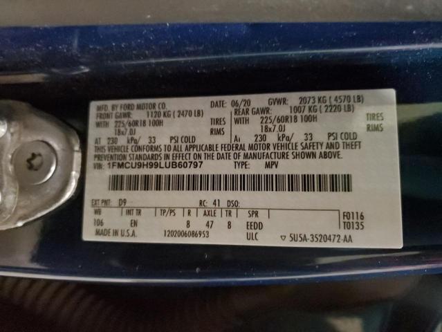 2020 FORD ESCAPE SEL - 1FMCU9H99LUB60797