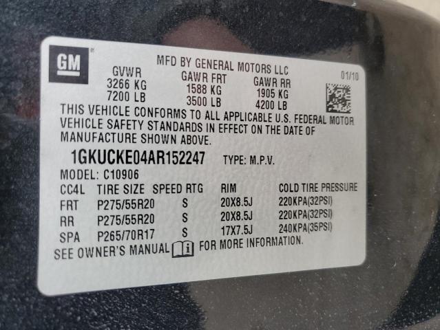 2010 GMC Yukon Xl C1500 Slt VIN: 1GKUCKE04AR152247 Lot: 44967244