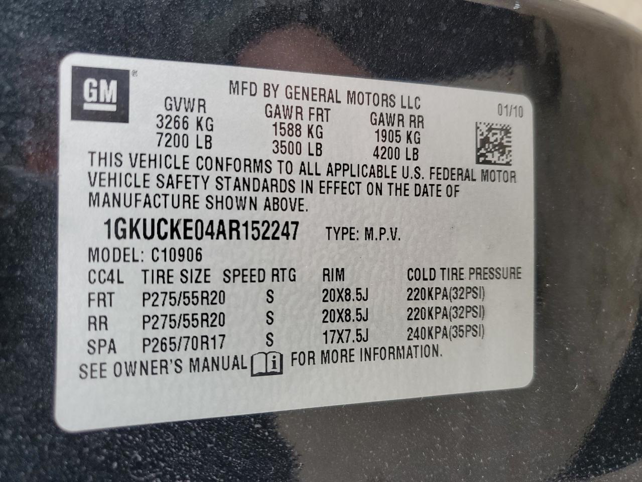 1GKUCKE04AR152247 2010 GMC Yukon Xl C1500 Slt