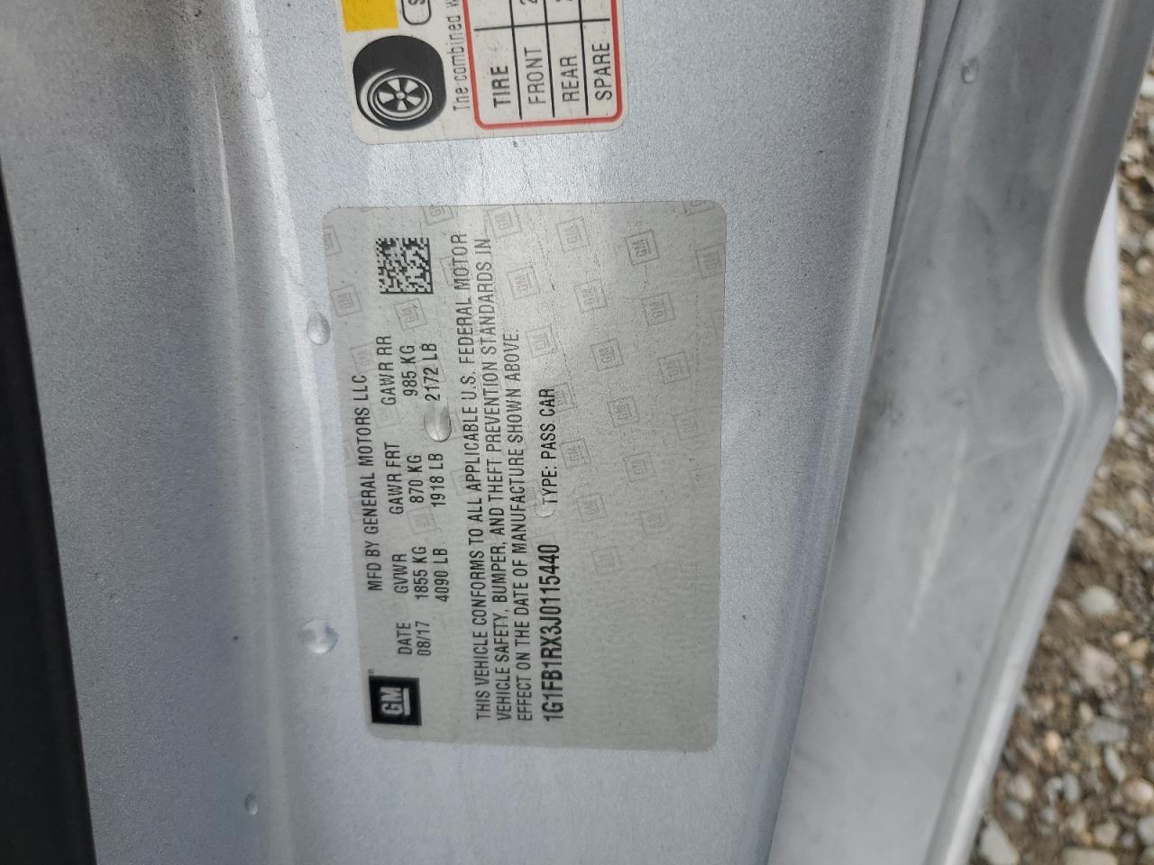 1G1FB1RX3J0115440 CHEVROLET CAMARO 2018