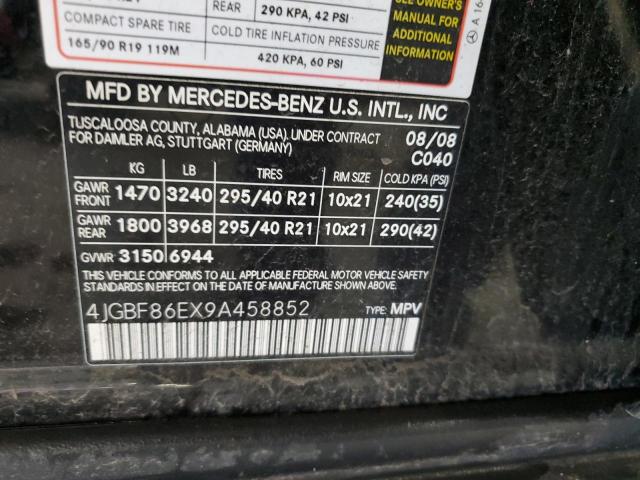 2009 Mercedes-Benz Gl 550 4Matic VIN: 4JGBF86EX9A458852 Lot: 48470464