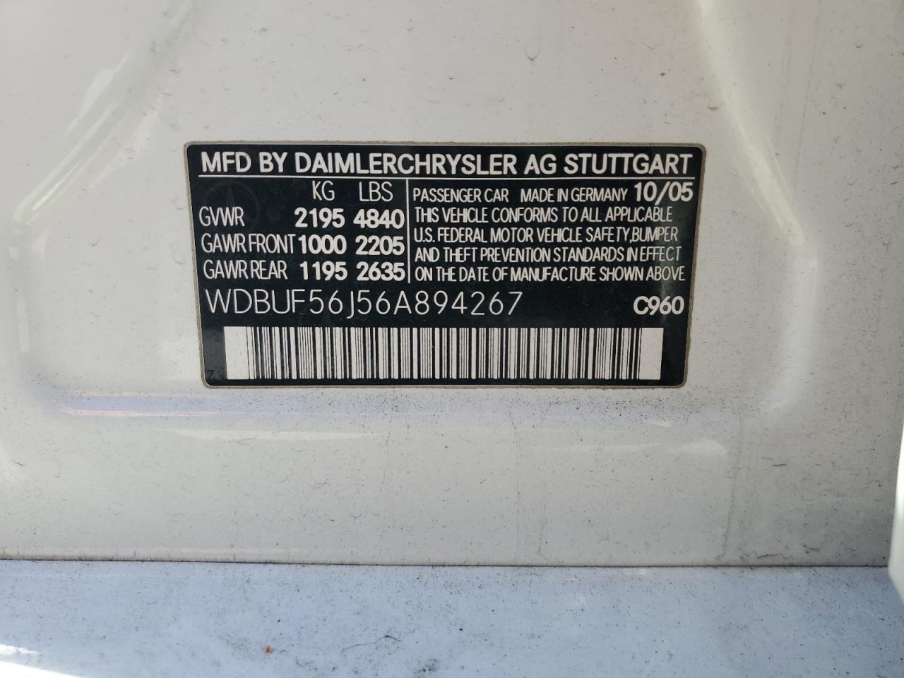 WDBUF56J56A894267 2006 Mercedes-Benz E 350