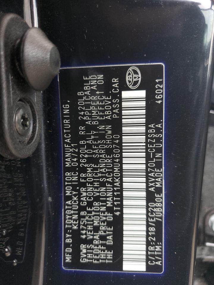 4T1T11AK0MU460740 TOYOTA CAMRY 2021