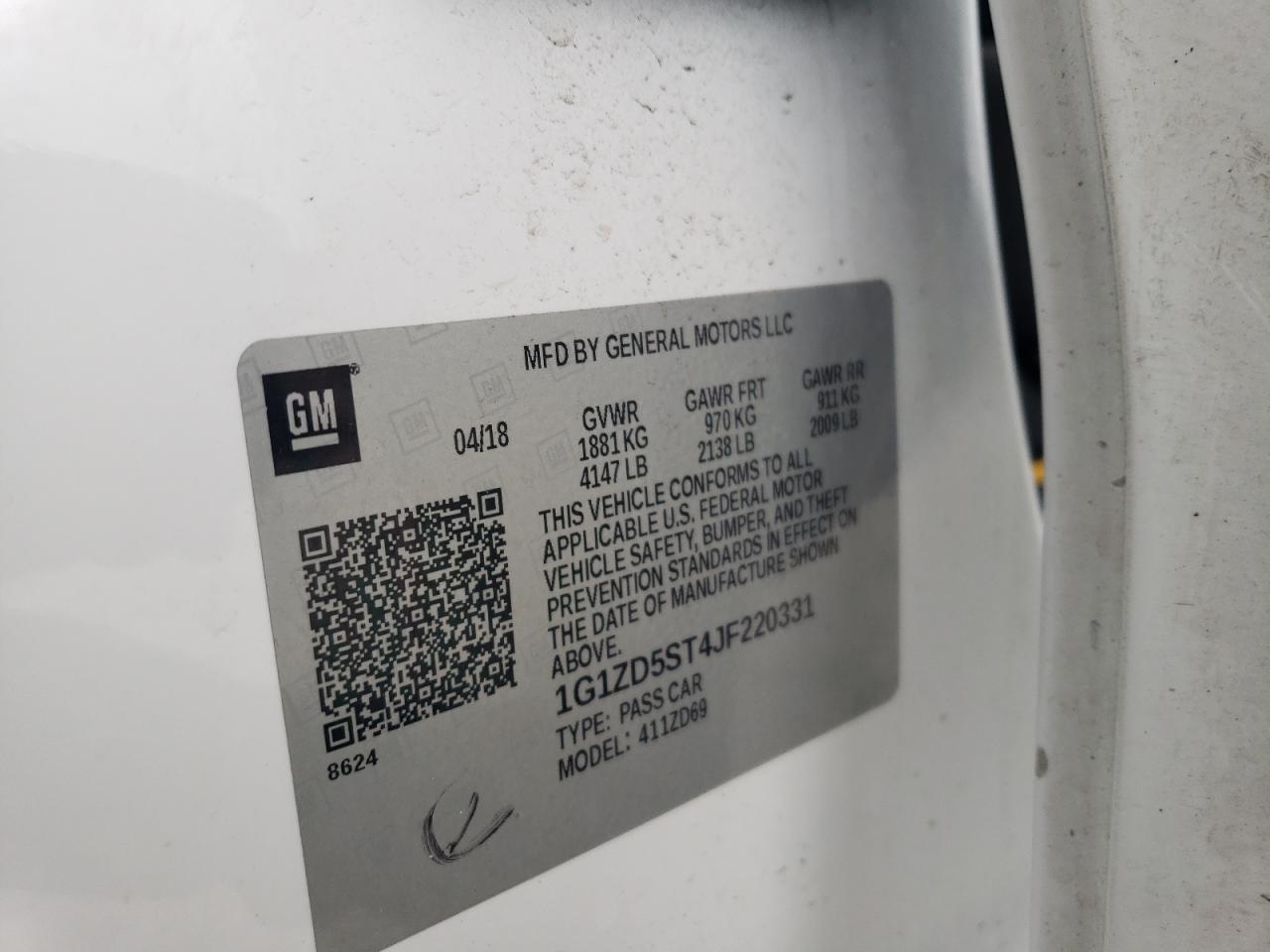 1G1ZD5ST4JF220331 CHEVROLET MALIBU 2018