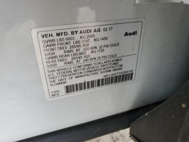 2017 AUDI Q7 PREMIUM - WA1LAAF71HD045189